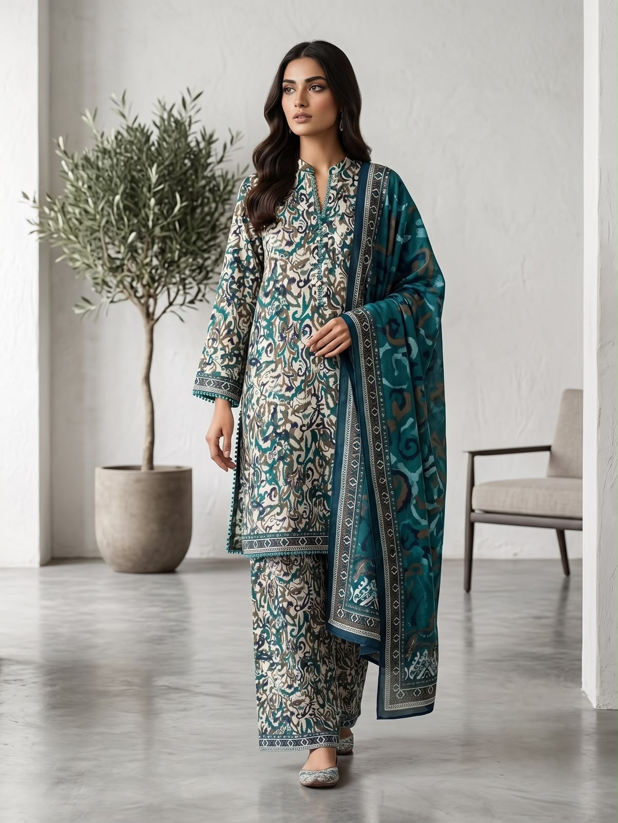 Stay classy this season with our Premium Lawn 3-Piece Suit.